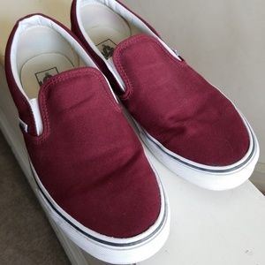 Maroon Vans Slipons